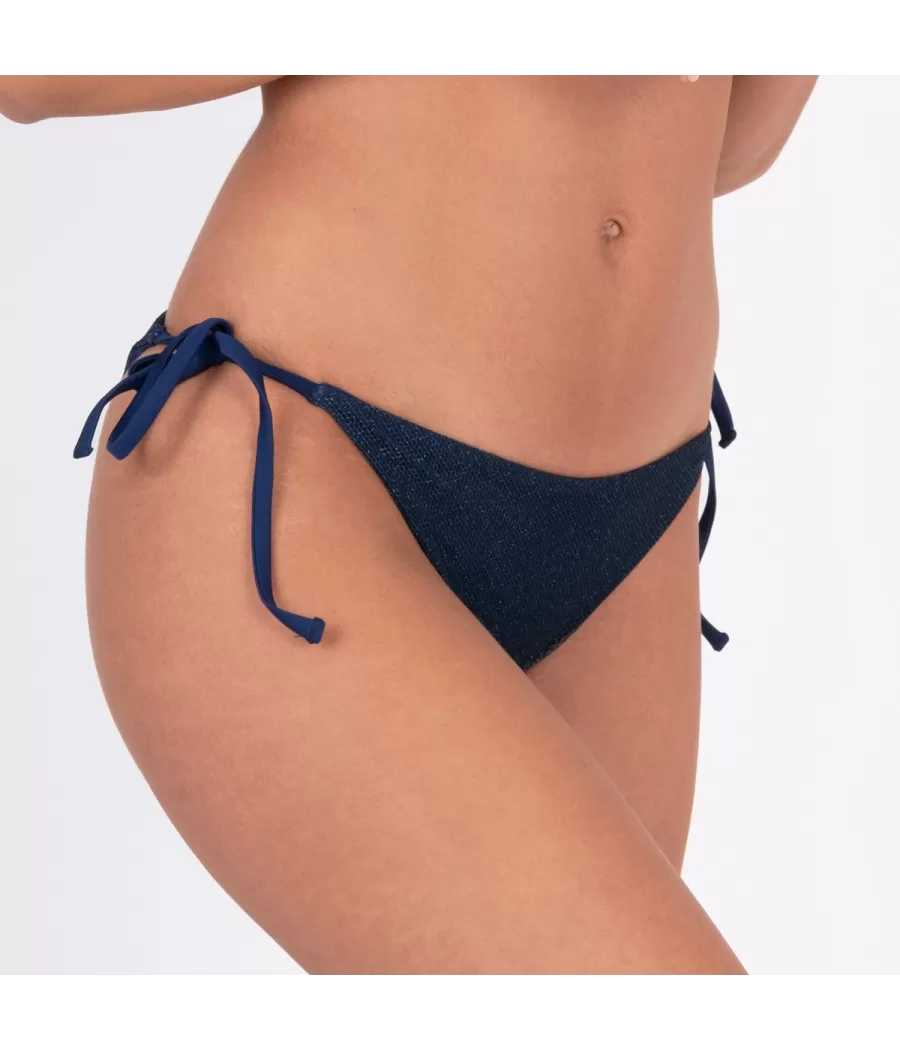 Culotte de maillot femme nouée fishnet navy | Kiwi Saint Tropez