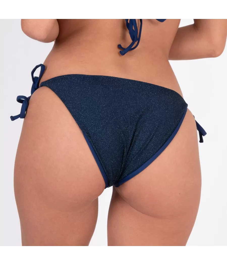 Culotte de maillot femme nouée fishnet navy | Kiwi Saint Tropez