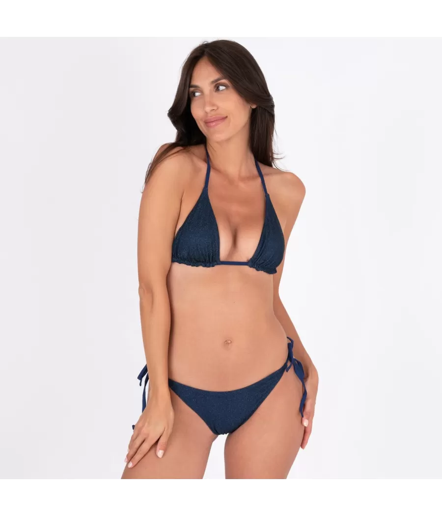 Culotte de maillot femme nouée fishnet navy | Kiwi Saint Tropez