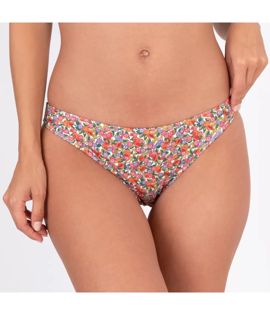 Culotte de maillot femme basique Liberty orange - Maillots séparables imprimés | Kiwi Saint Tropez