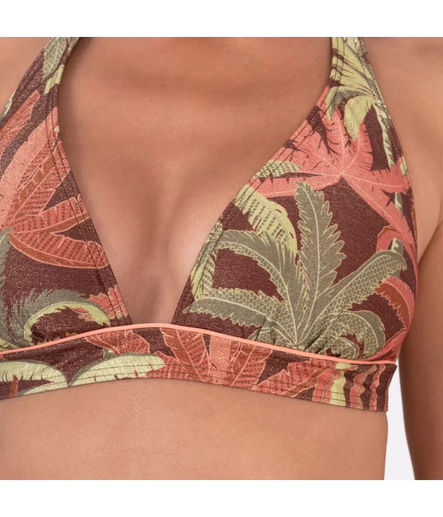 Dames triangelbikinitop Tinghir bruin - Maillots séparables imprimés | Kiwi Saint Tropez