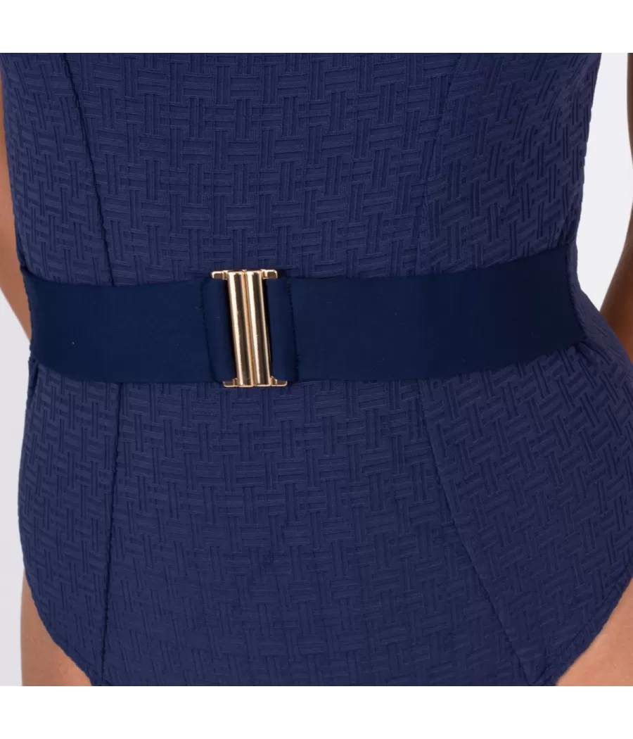 Maillot 1 pièce femme ceinture somptueux navy | Kiwi Saint Tropez