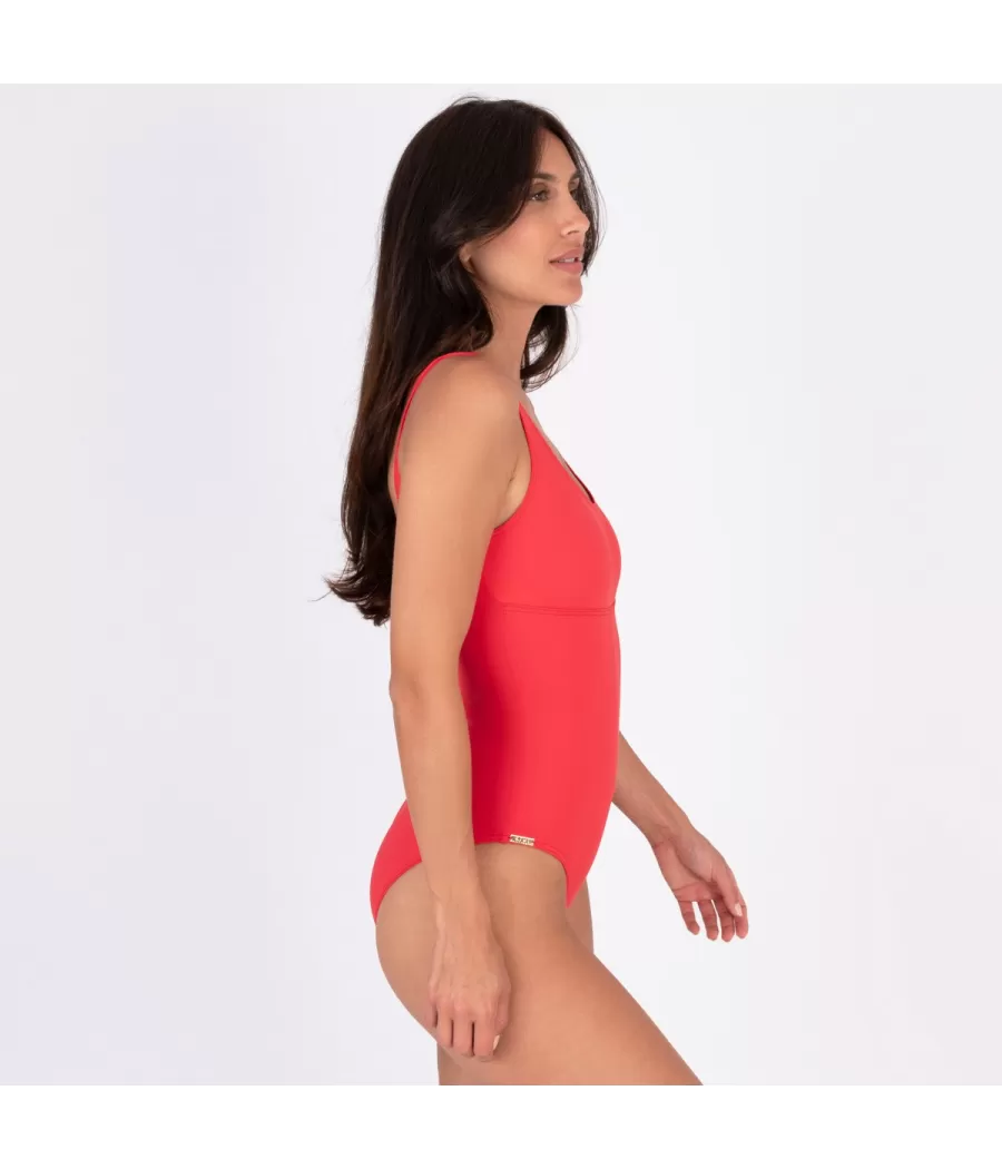 Maillot 1 pièce femme basique savane rosso | Kiwi Saint Tropez