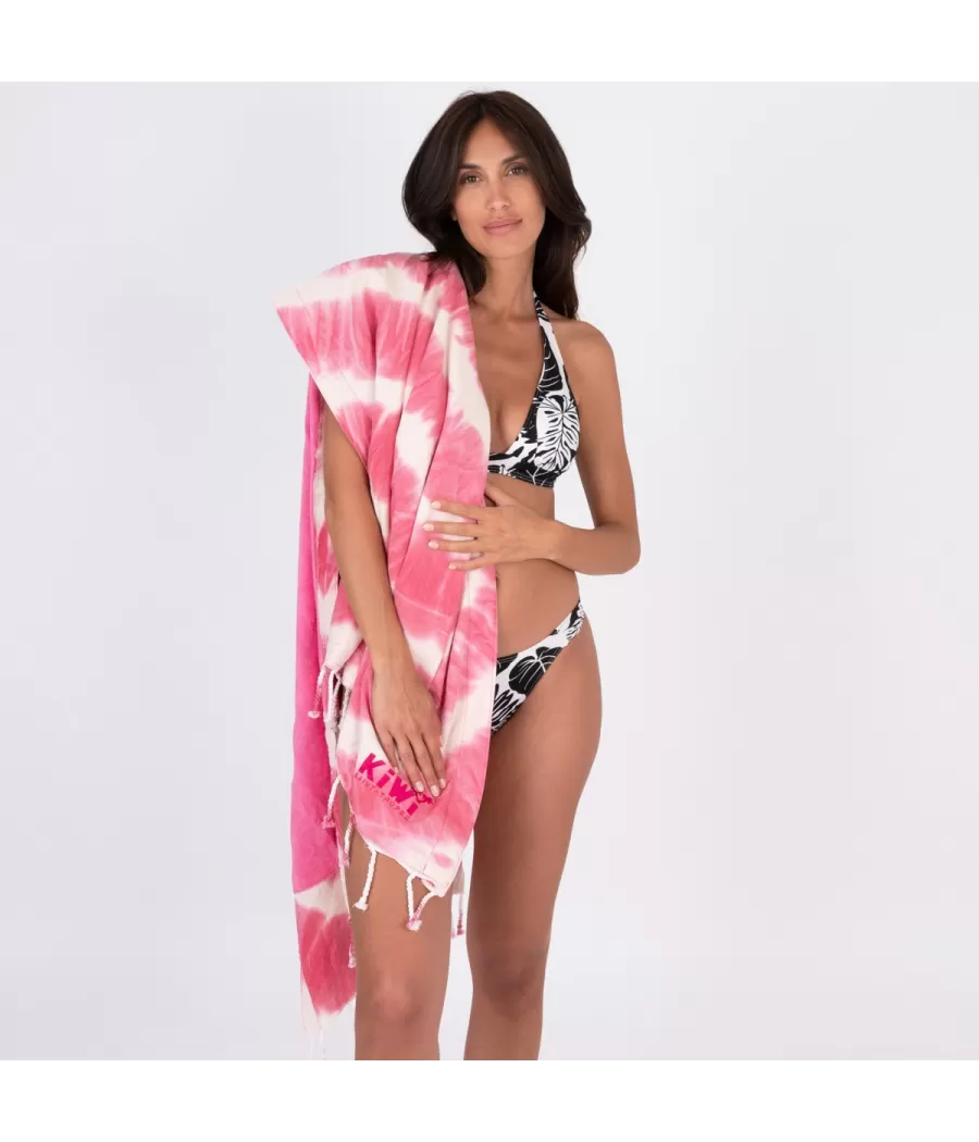 Fouta serviette tie and die fushia