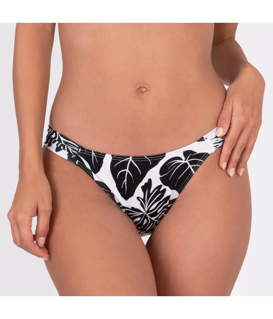 Culotte de maillot femme echancrée Foglia noir - Printed mix and match | Kiwi Saint Tropez