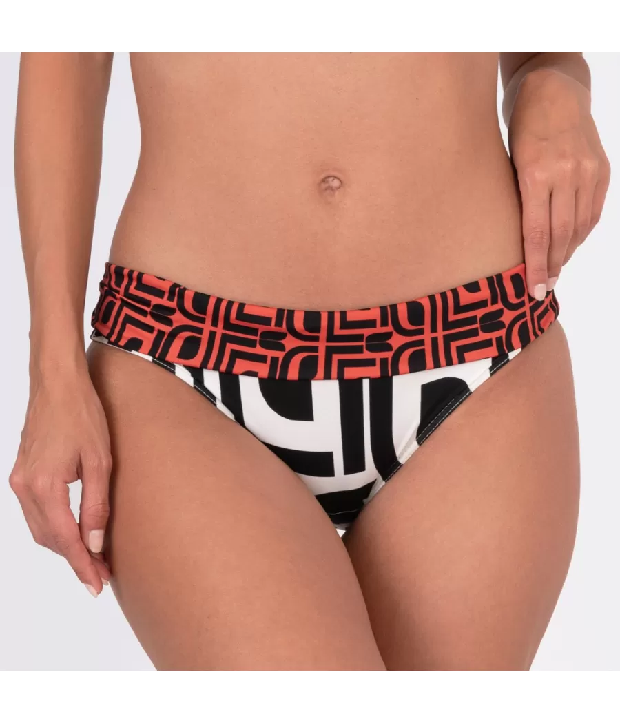 Culotte de maillot femme revers geo noir - Printed mix and match | Kiwi Saint Tropez