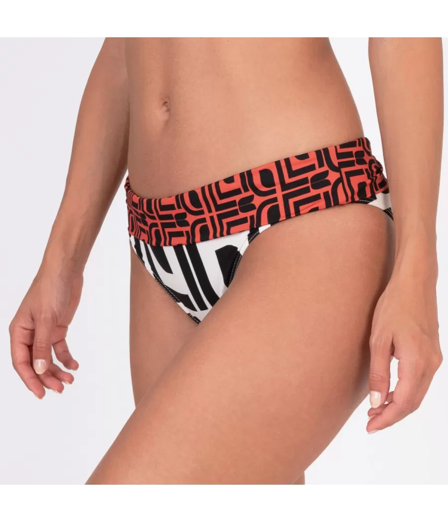 Culotte de maillot femme revers geo noir - Maillots séparables imprimés | Kiwi Saint Tropez