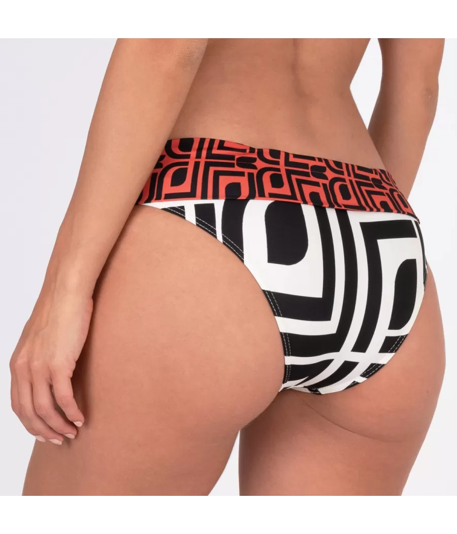 Damesbikinislip geo reverse zwart - Maillots séparables imprimés | Kiwi Saint Tropez