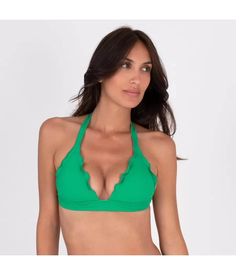 Haut de maillot femme triangle volant savane menthe | Kiwi Saint Tropez