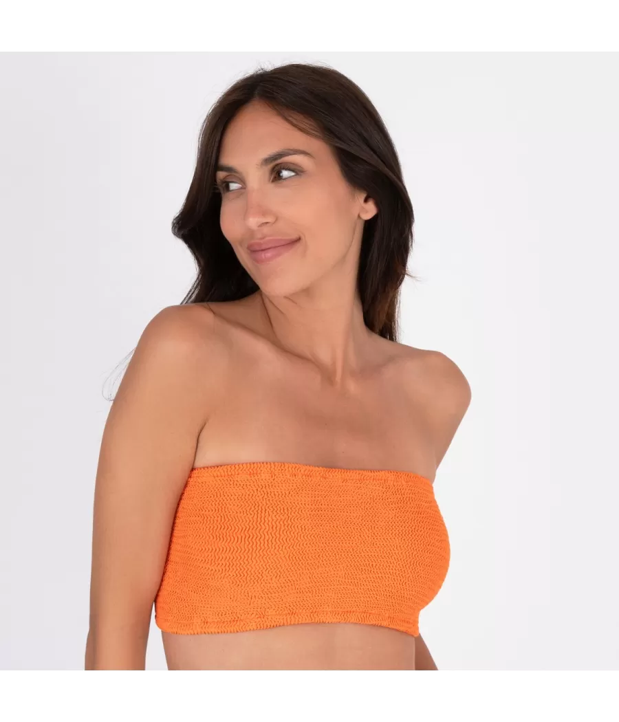 Haut de maillot femme bandeau one size Wavy orange | Kiwi Saint Tropez