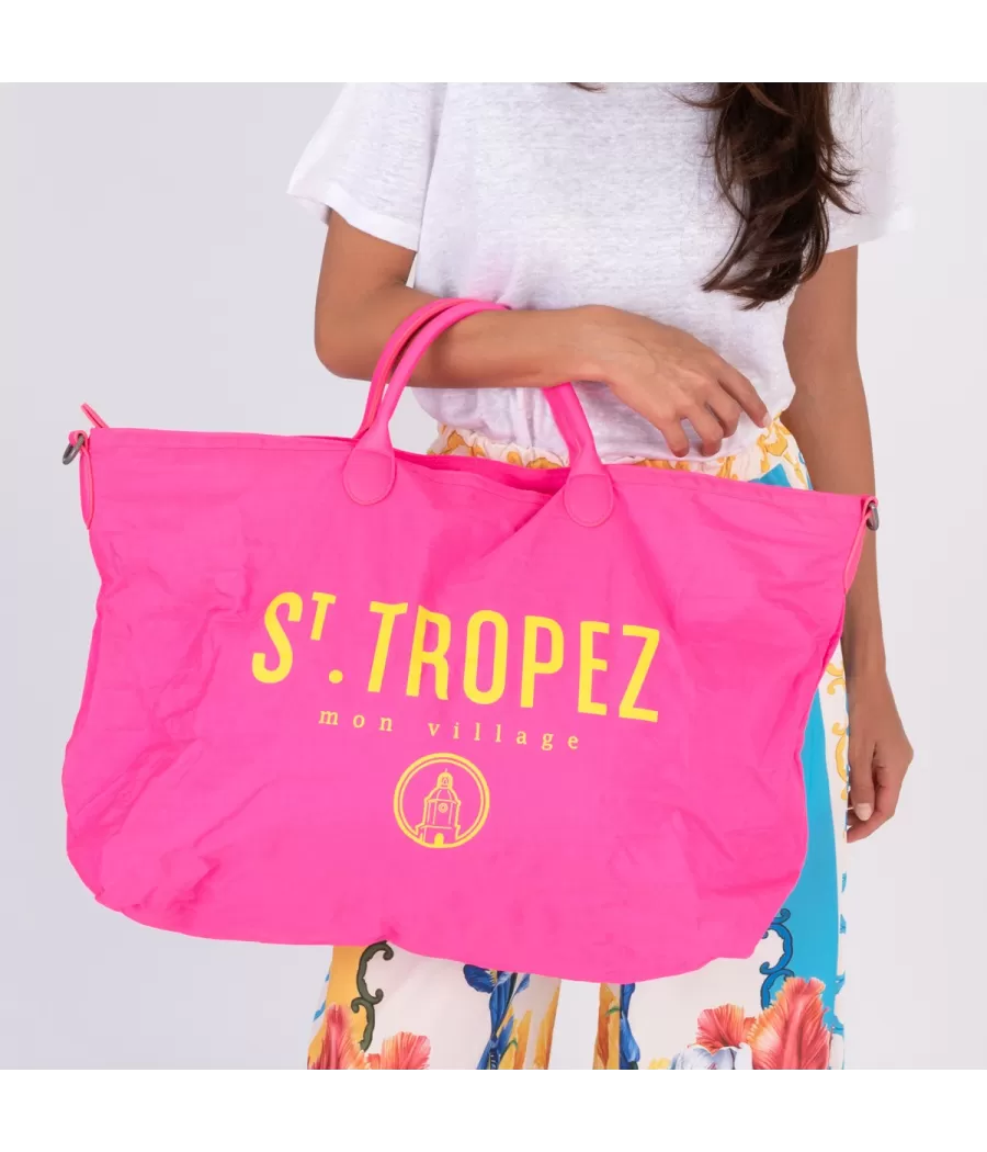 Iconische Saint Tropez tas fluorescerend roze groot