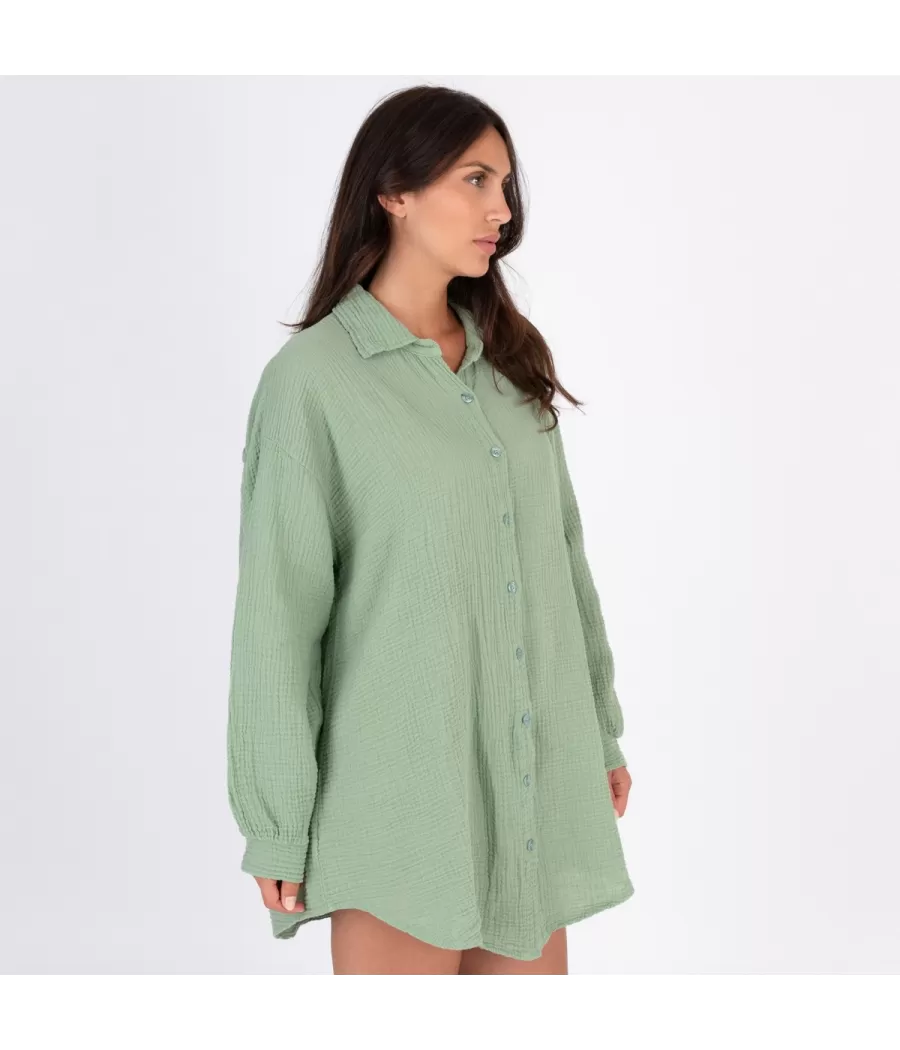 Liquette femme gaze de coton olive | Kiwi Saint Tropez