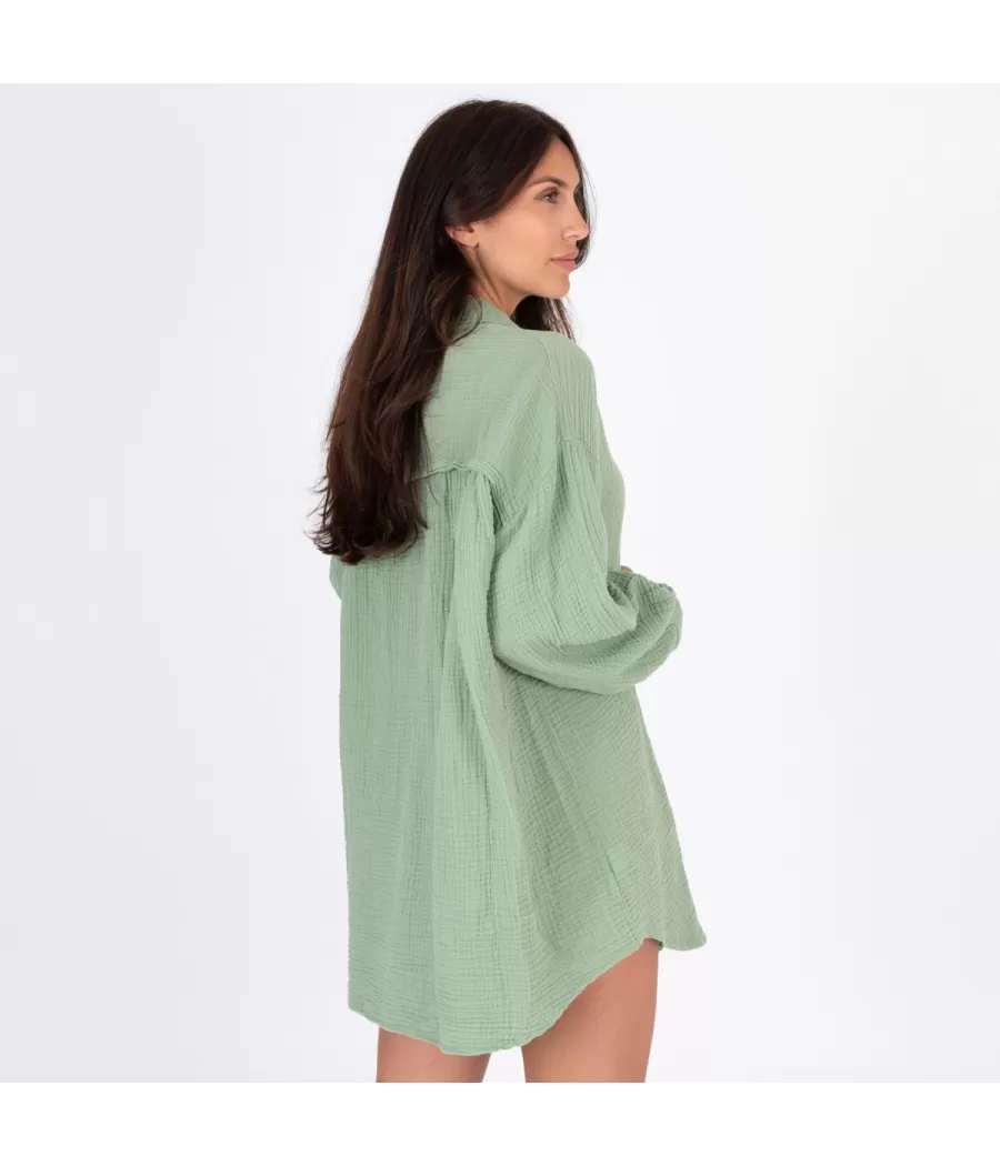 Liquette femme gaze de coton olive | Kiwi Saint Tropez