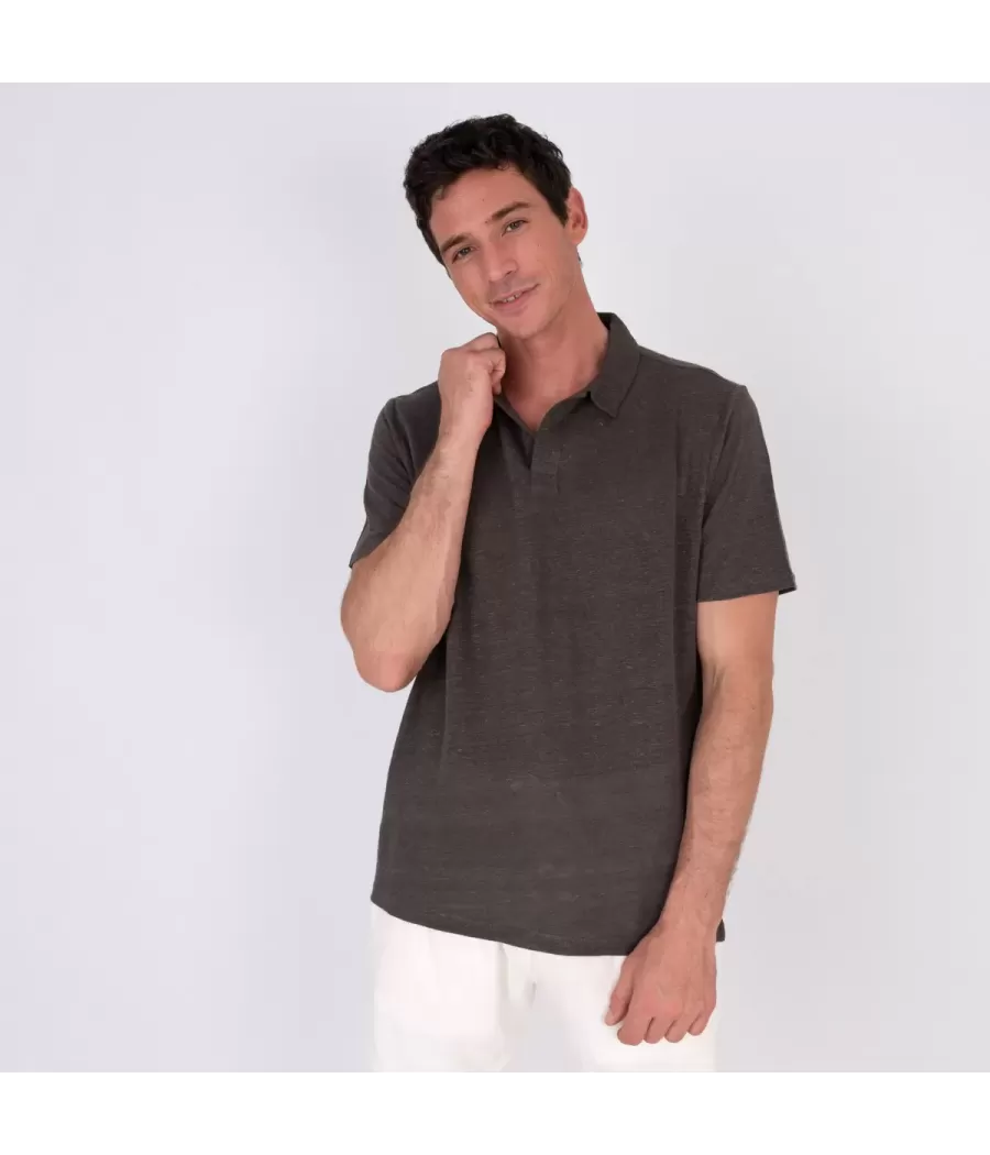 Polo homme lin anthracite - Polos homme | Kiwi Saint Tropez