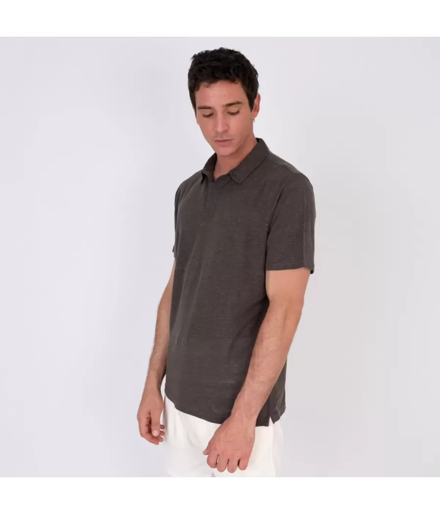 Polo homme lin anthracite | Kiwi Saint Tropez