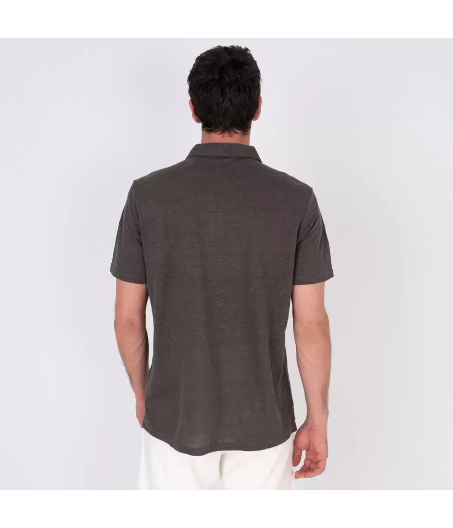 Polo homme lin anthracite | Kiwi Saint Tropez