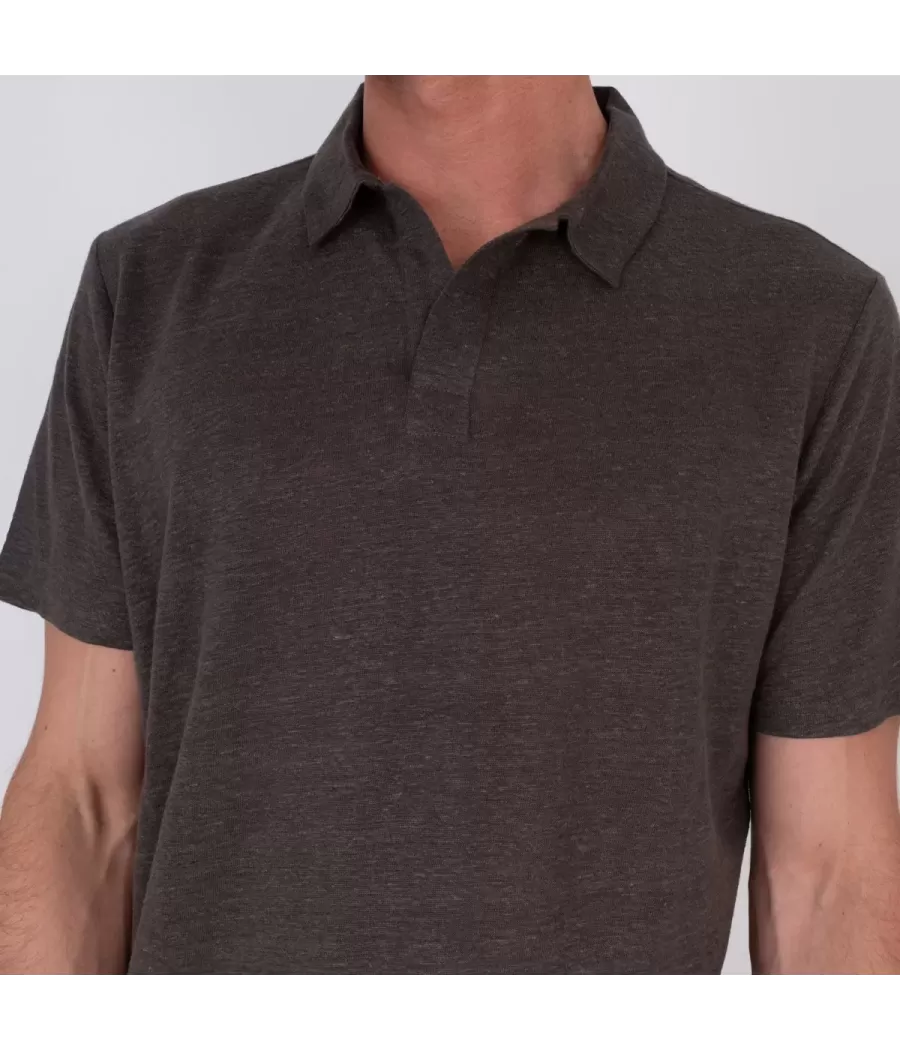 Polo homme lin anthracite | Kiwi Saint Tropez