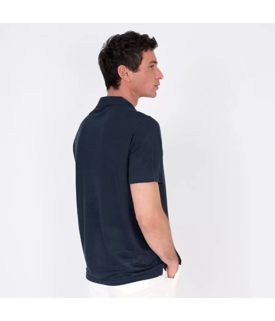 Polo homme lin marine | Kiwi Saint Tropez