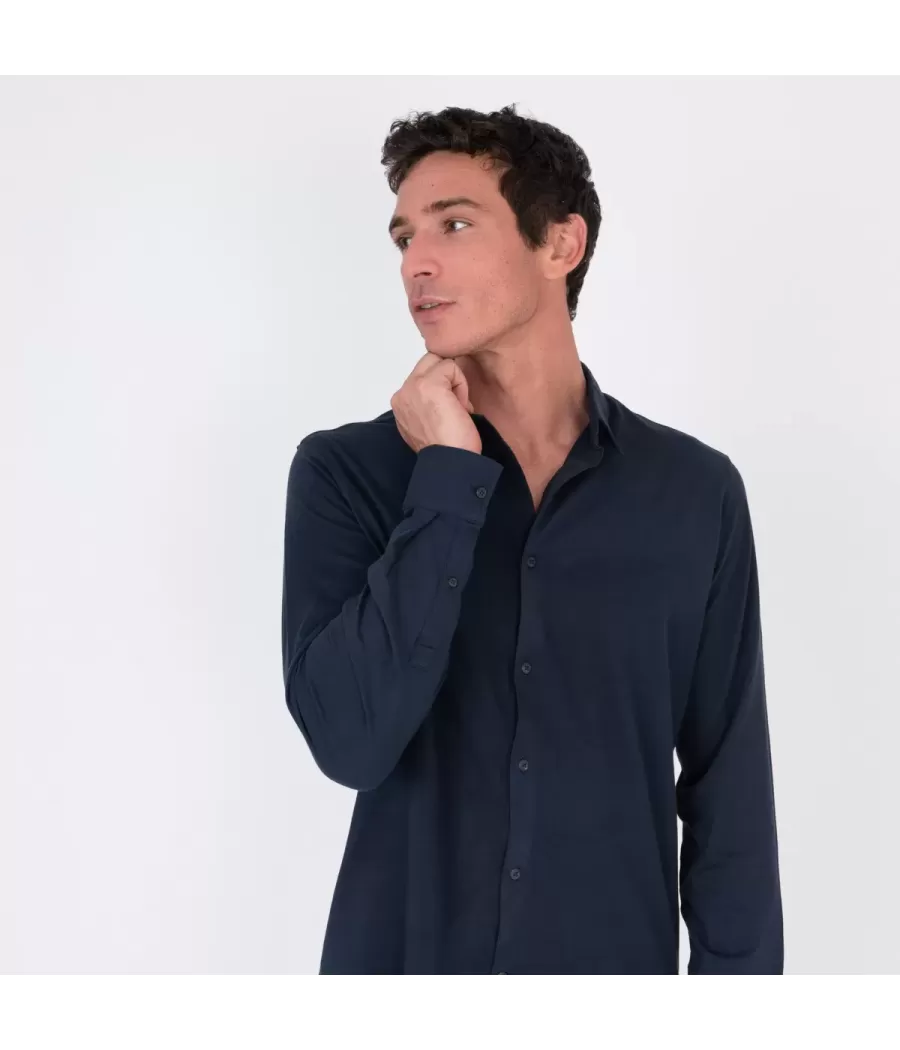 Chemise Homme Jersey W marine - Shirts men  | Kiwi Saint Tropez