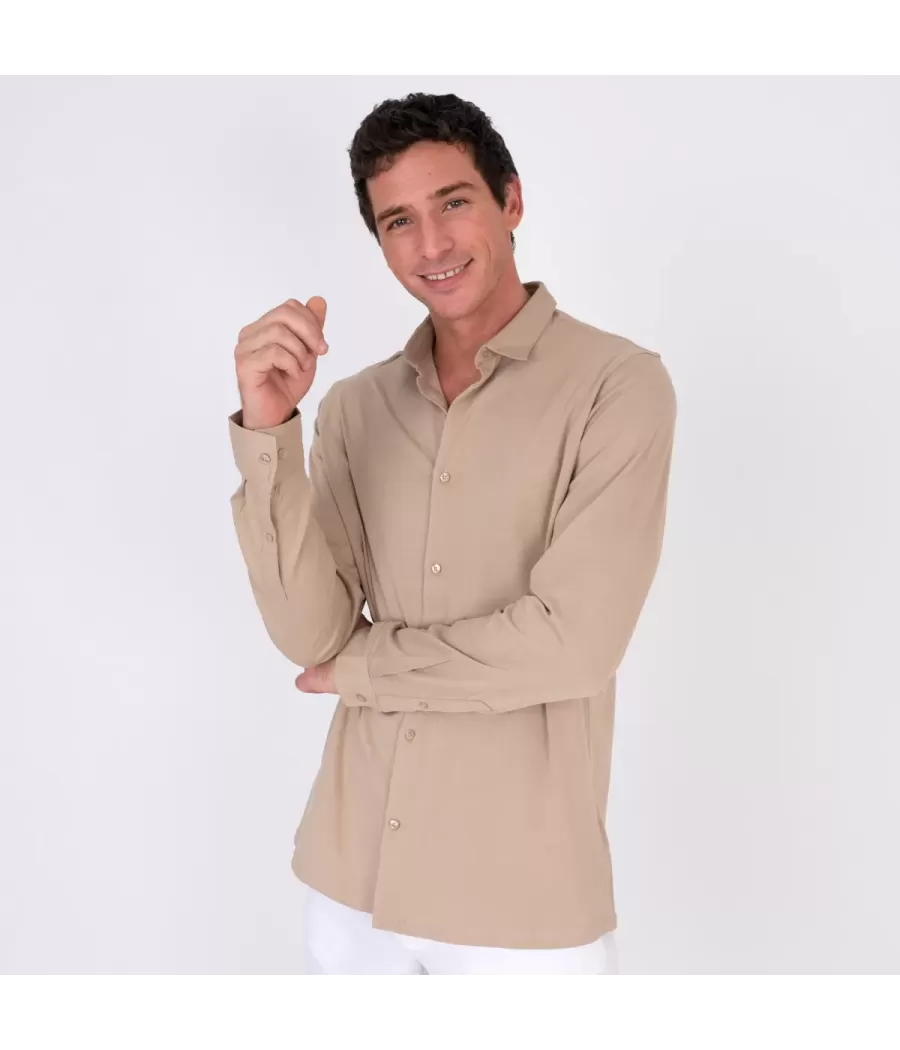 Chemise Homme Jersey W beige | Kiwi Saint Tropez