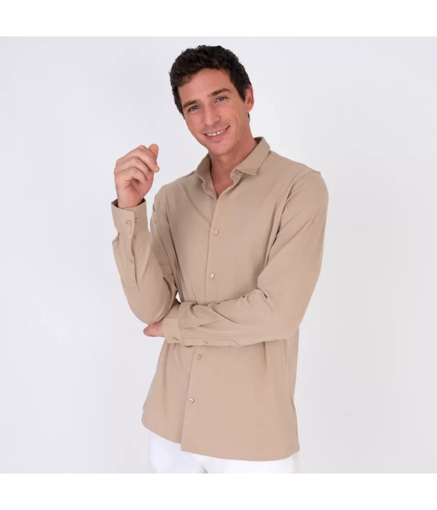 Chemise Homme Jersey W beige - Shirts men  | Kiwi Saint Tropez