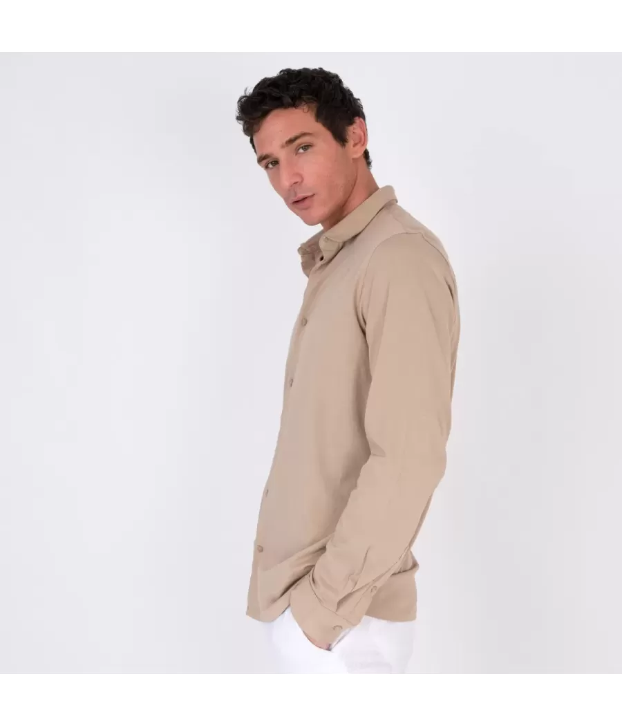 Chemise Homme Jersey W beige | Kiwi Saint Tropez