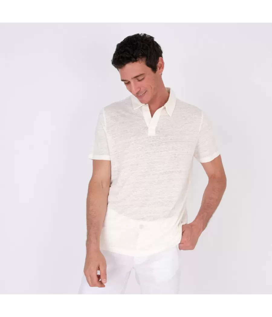 Polo homme lin écru - Polos men  | Kiwi Saint Tropez