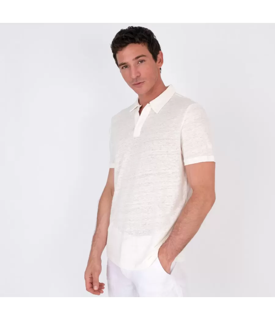 Herenpolo in ecru linnen - Polos homme | Kiwi Saint Tropez