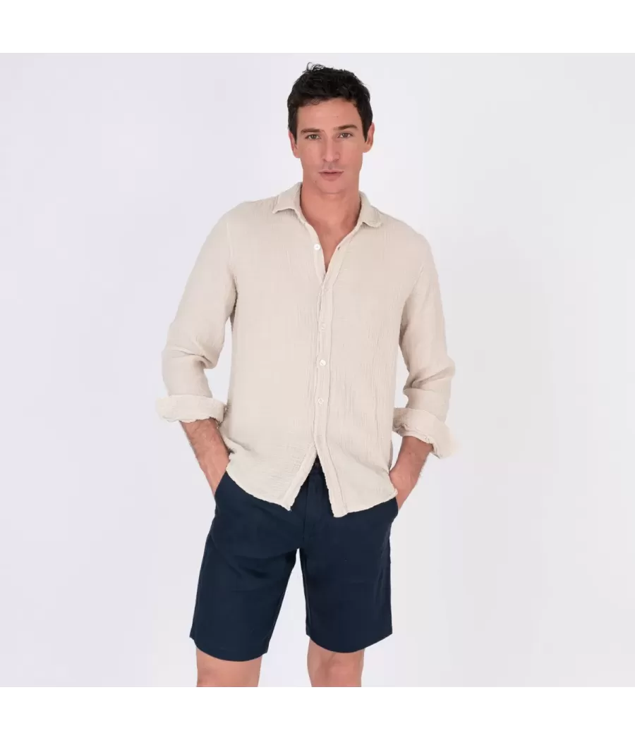 Men's linen shorts W navy