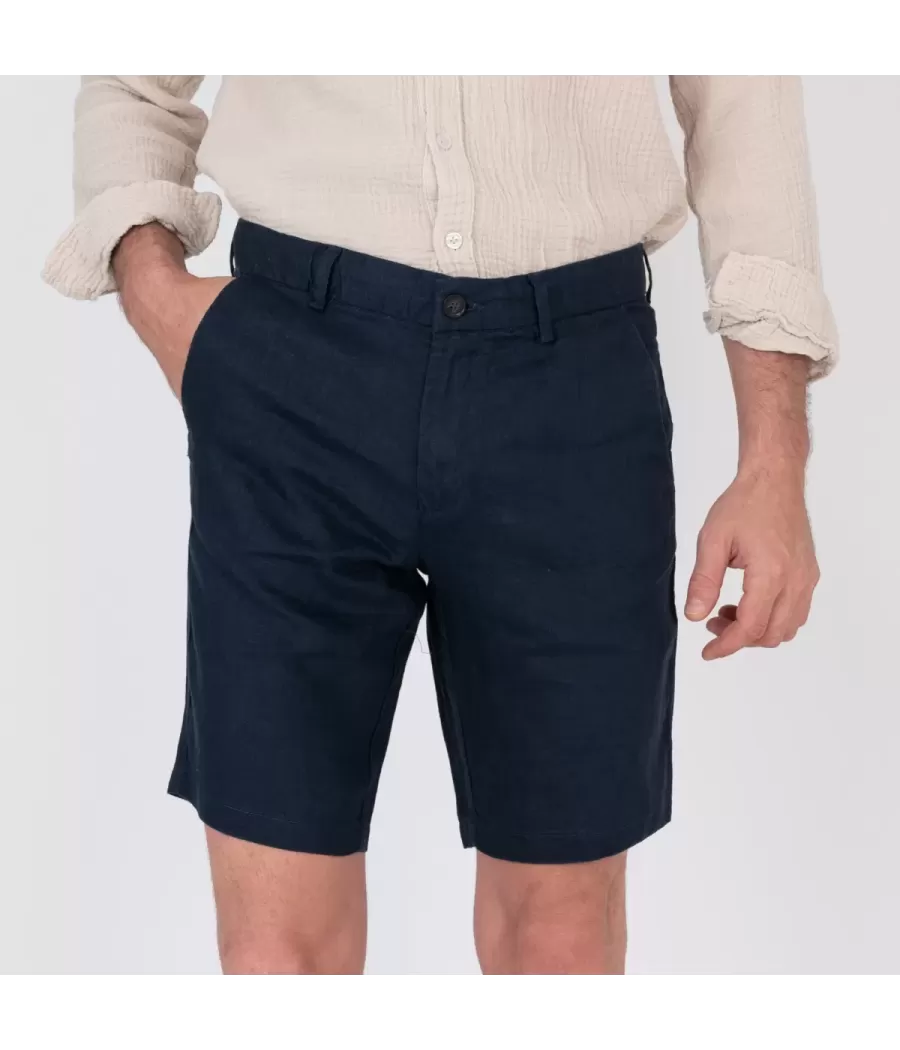 Short homme lin W marine | Kiwi Saint Tropez