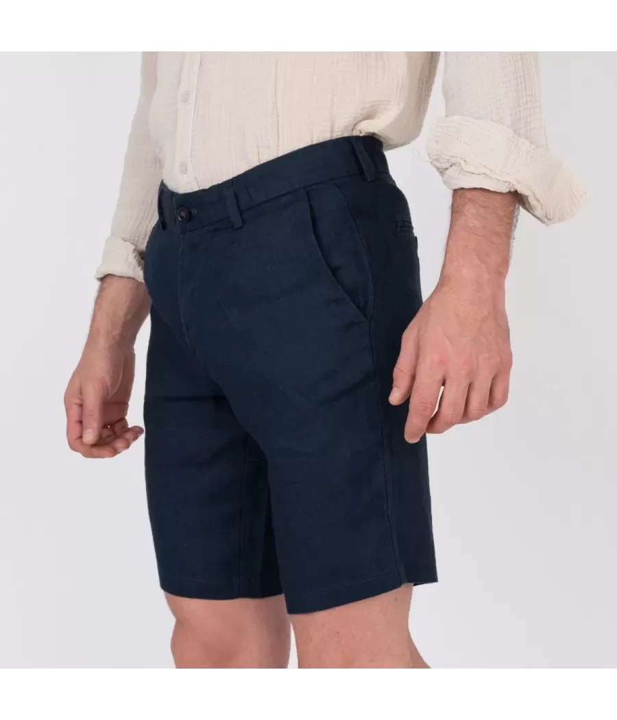 Short homme lin W marine | Kiwi Saint Tropez