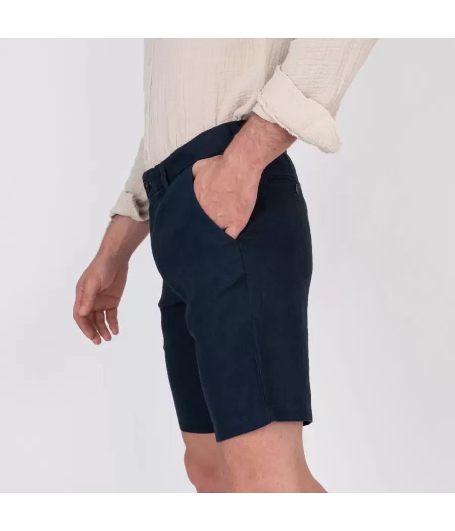 Short homme lin W marine | Kiwi Saint Tropez