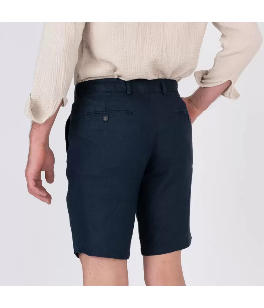 Linnen herenshort W marine - Bermudas homme | Kiwi Saint Tropez