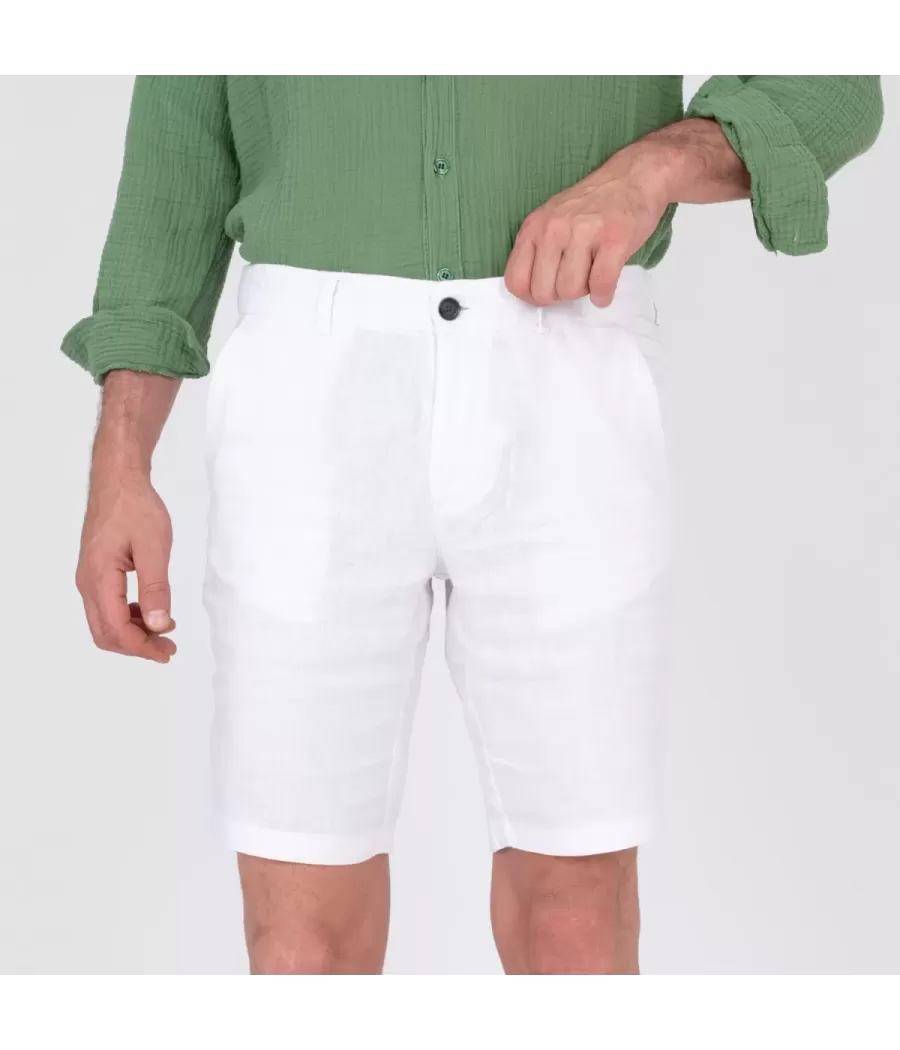 Short homme lin W blanc | Kiwi Saint Tropez