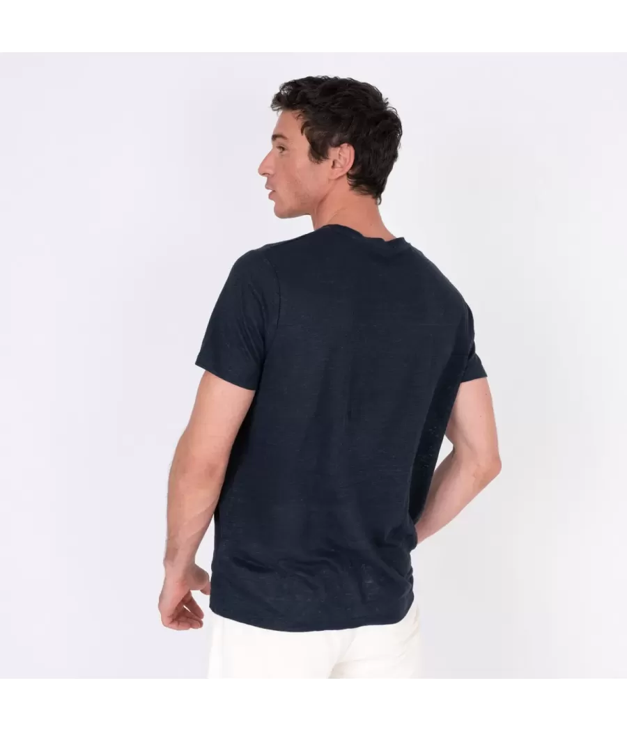 T-shirt homme lin W marine | Kiwi Saint Tropez