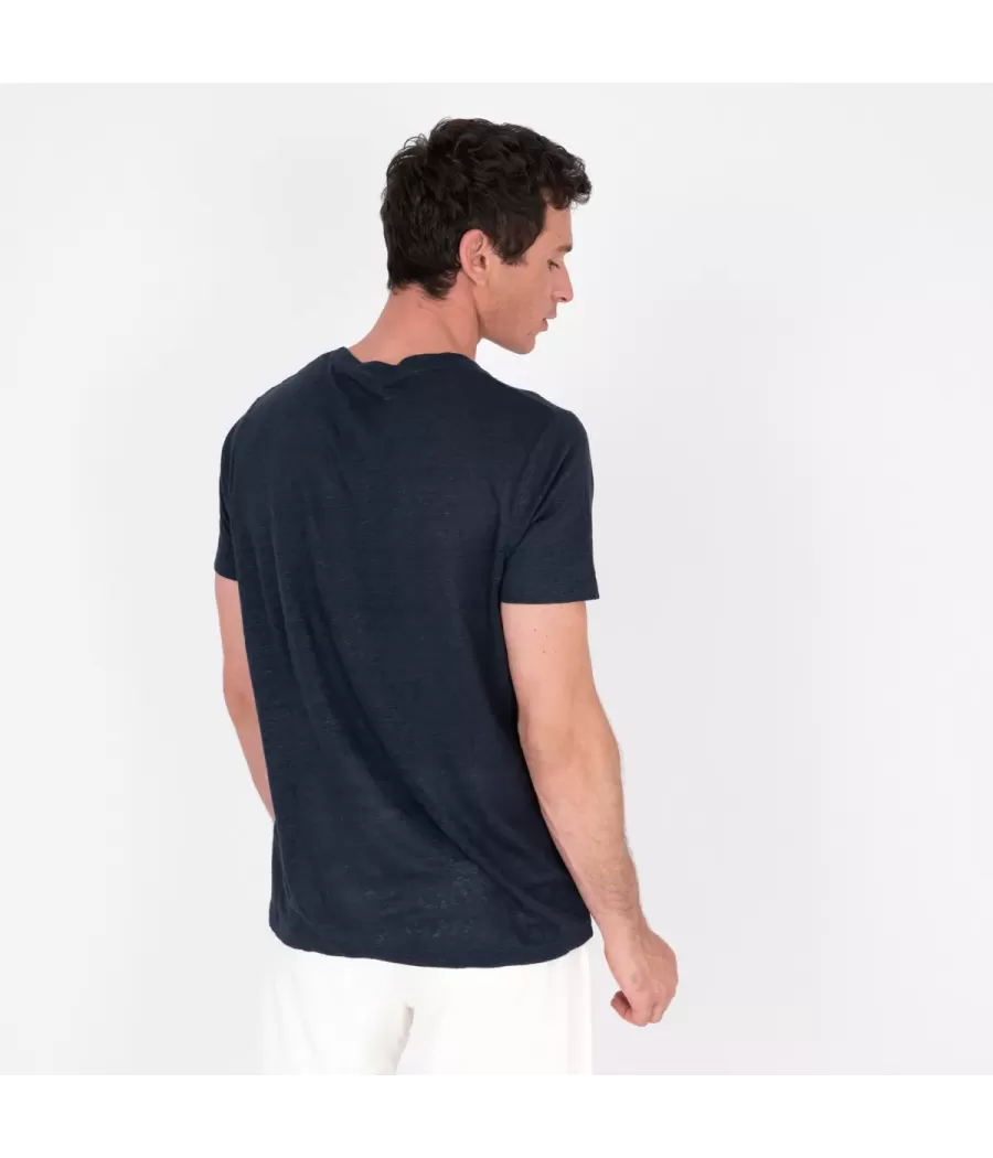 T-shirt homme lin W marine | Kiwi Saint Tropez