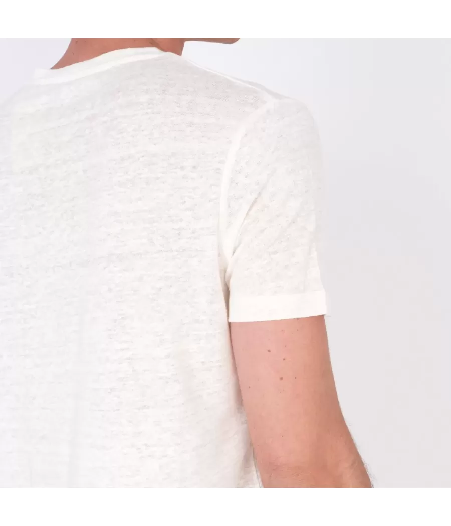 Men's linen T-shirt W ecru - T-Shirts men  | Kiwi Saint Tropez