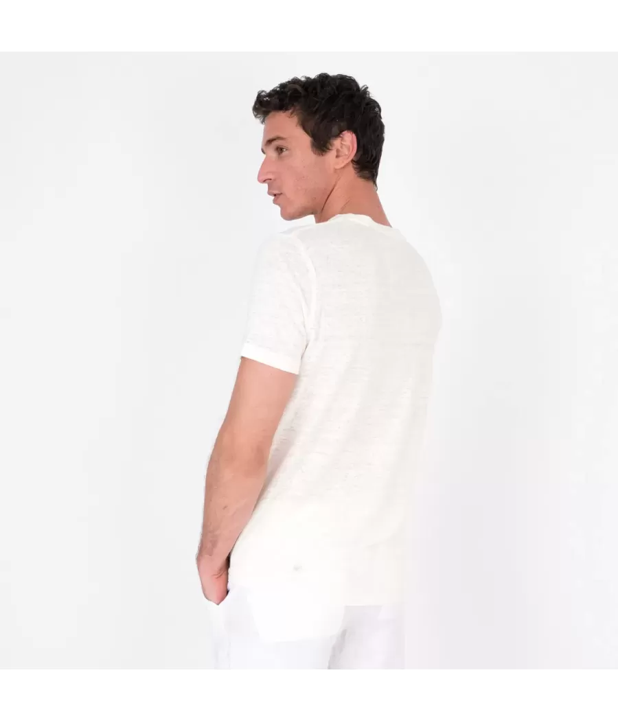 Men's linen T-shirt W ecru - T-Shirts men  | Kiwi Saint Tropez