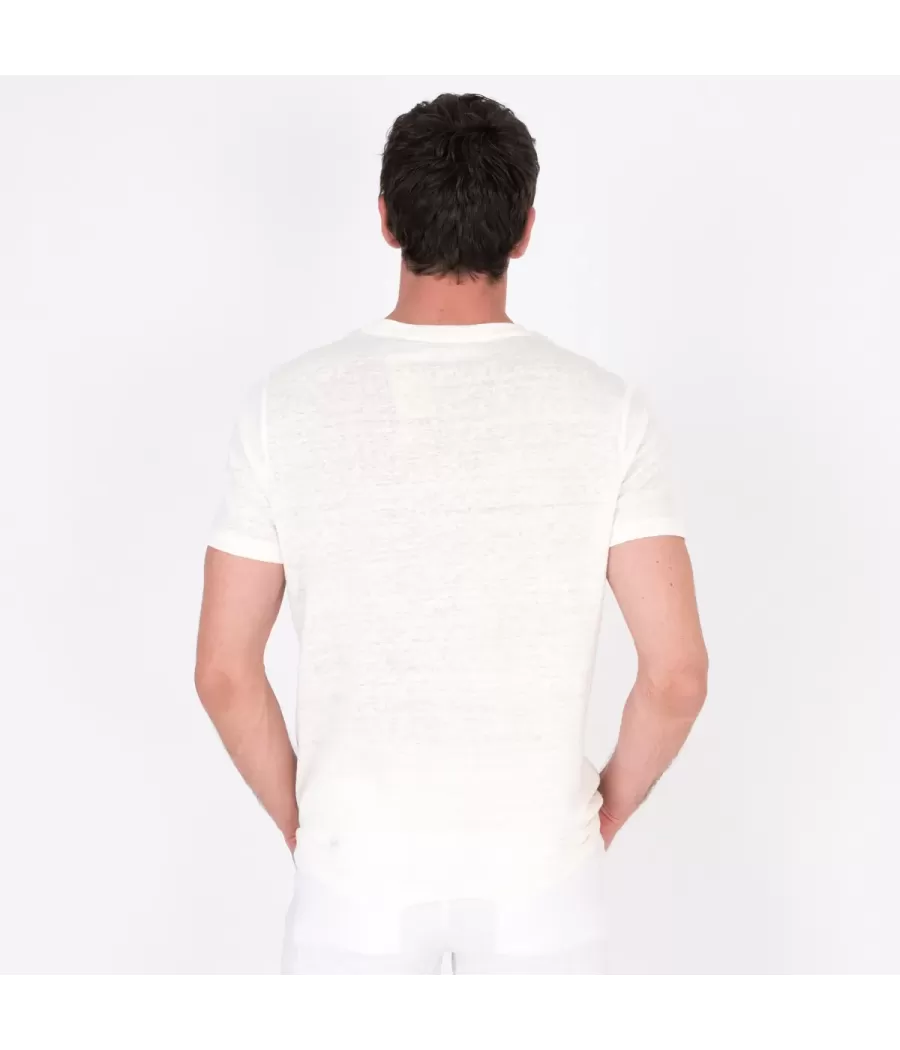 Men's linen T-shirt W ecru - T-Shirts men  | Kiwi Saint Tropez