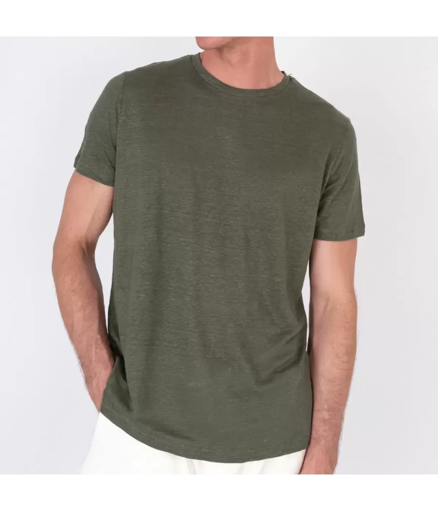 T-shirt homme lin W kaki - T-Shirts homme | Kiwi Saint Tropez