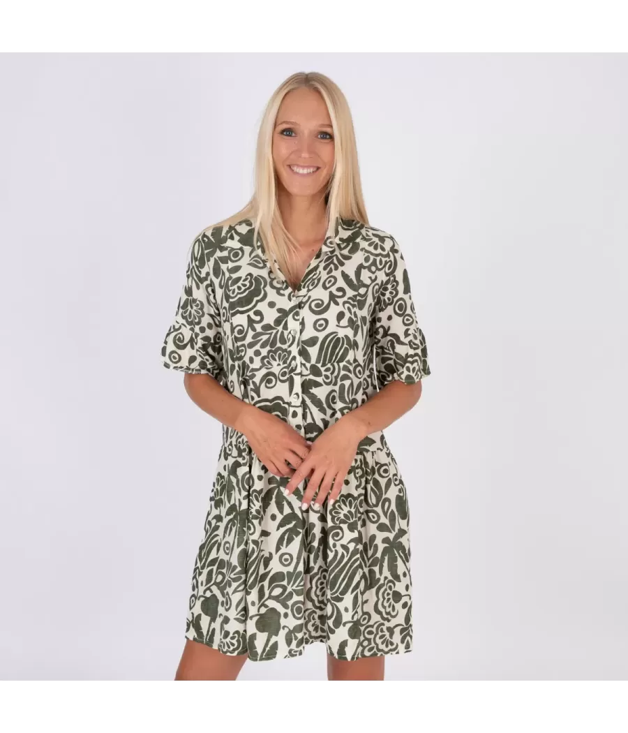 Robe femme courte Michela pivoine kaki