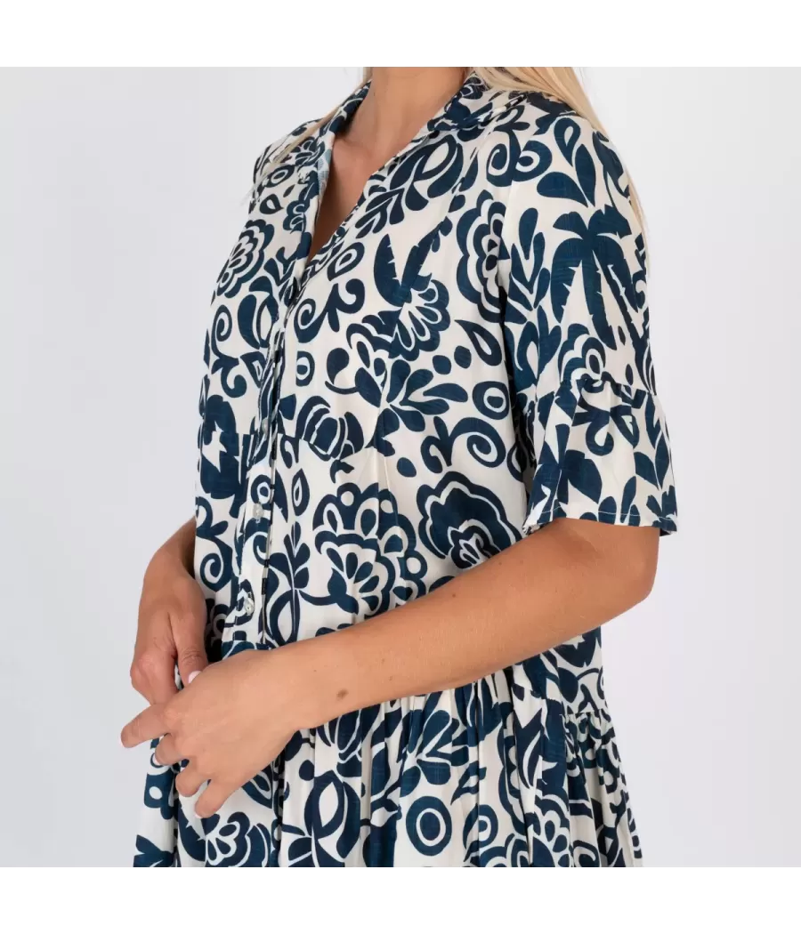 Robe femme courte Michela pivoine marine | Kiwi Saint Tropez