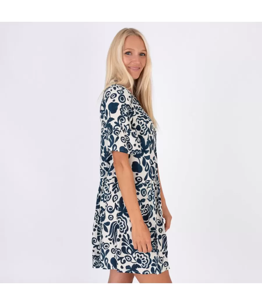 Robe femme courte Michela pivoine marine | Kiwi Saint Tropez