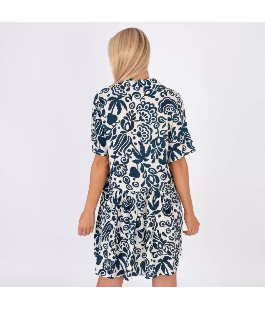 Robe femme courte Michela pivoine marine | Kiwi Saint Tropez