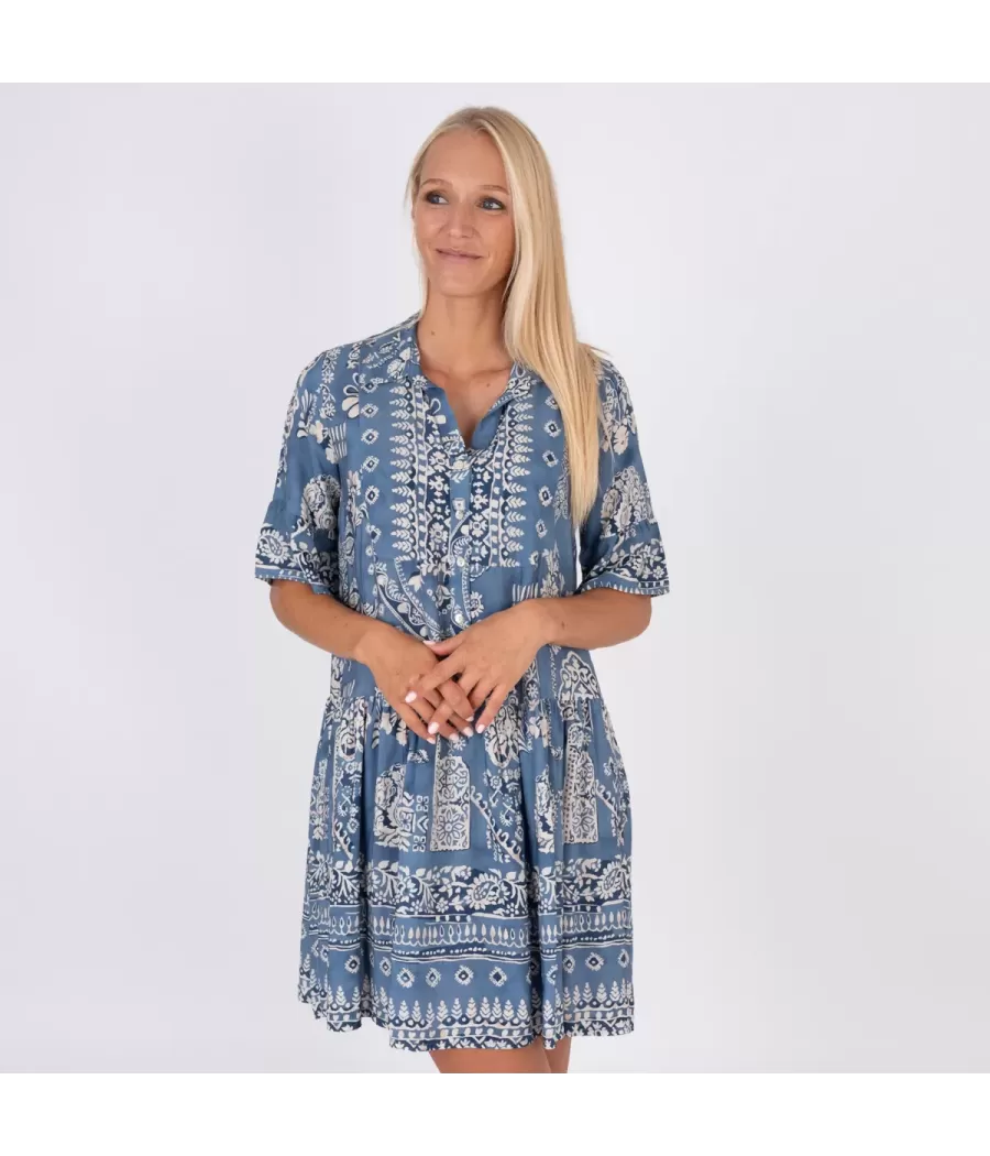 Robe femme courte Michela bandana bleu