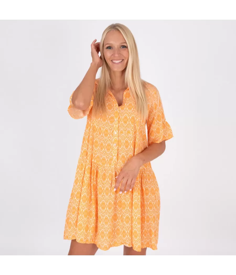 Robe femme courte Michela cachemire orange