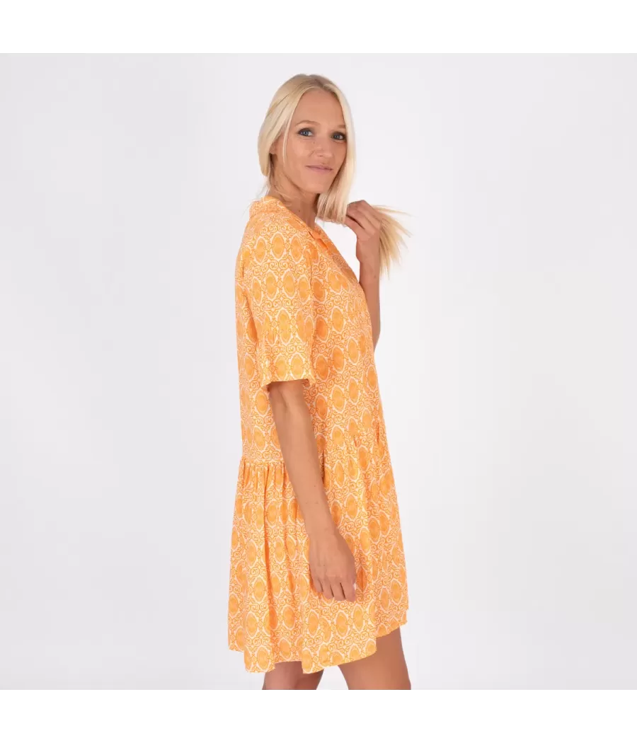 Robe femme courte Michela cachemire orange | Kiwi Saint Tropez