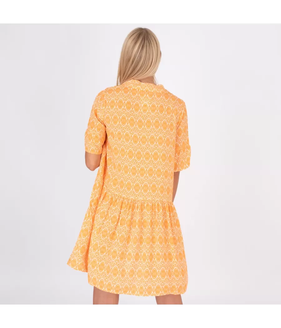 Robe femme courte Michela cachemire orange | Kiwi Saint Tropez