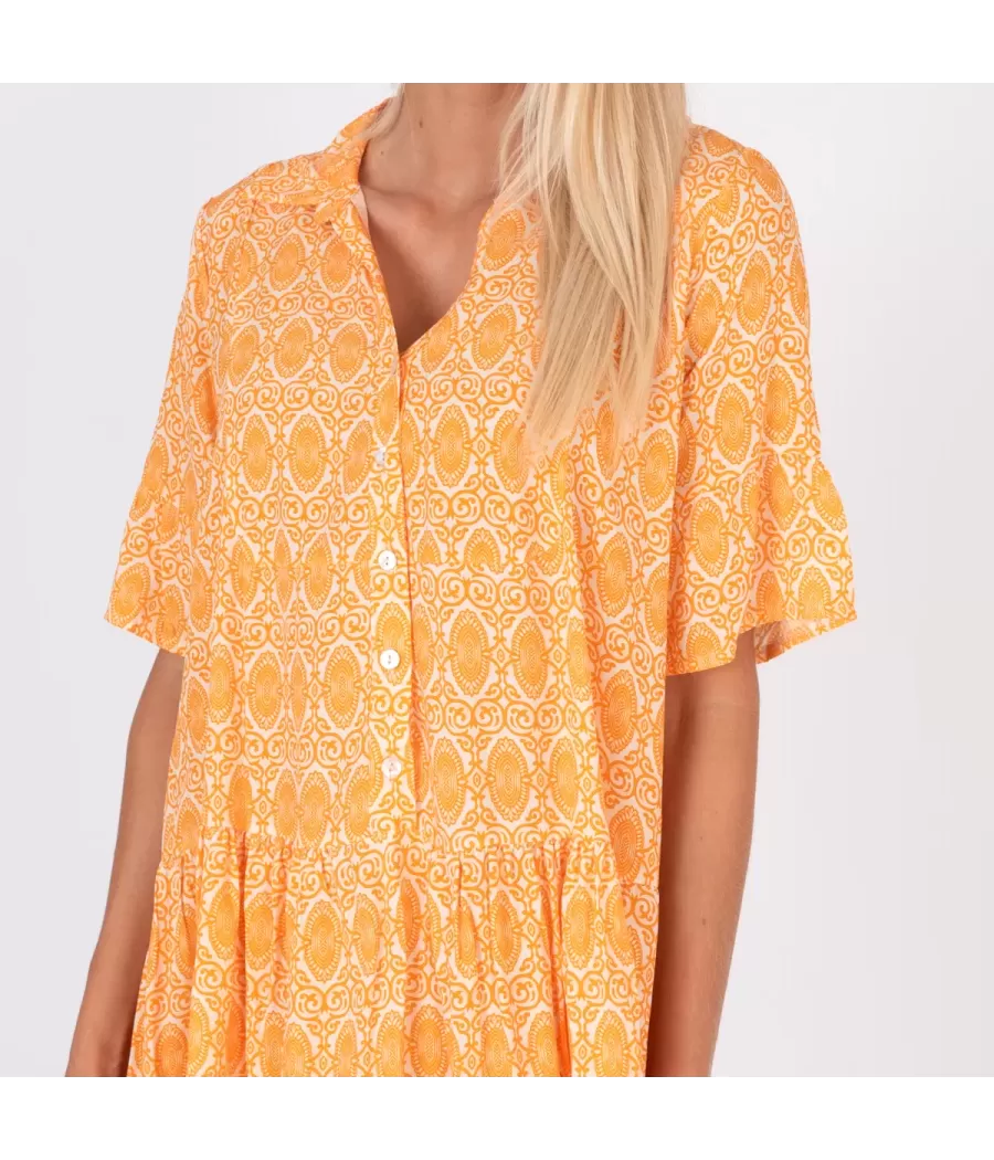 Robe femme courte Michela cachemire orange | Kiwi Saint Tropez