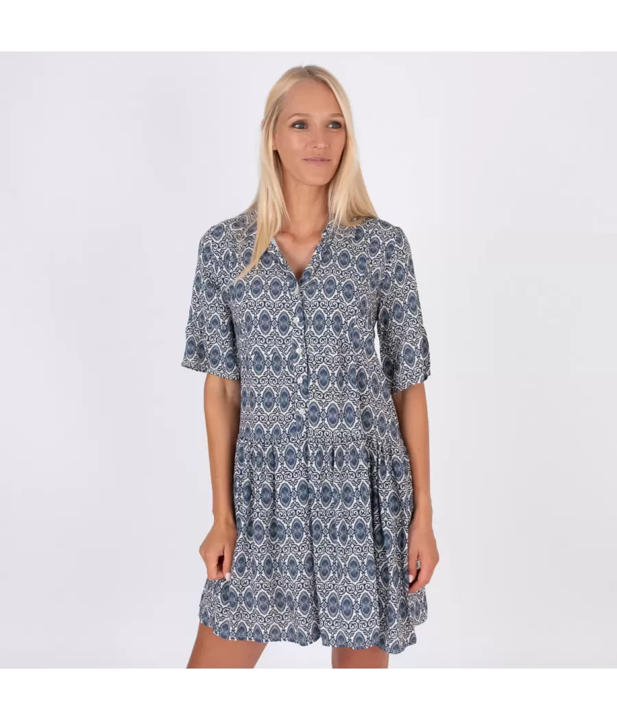 Robe femme courte Michela cachemire marine | Kiwi Saint Tropez